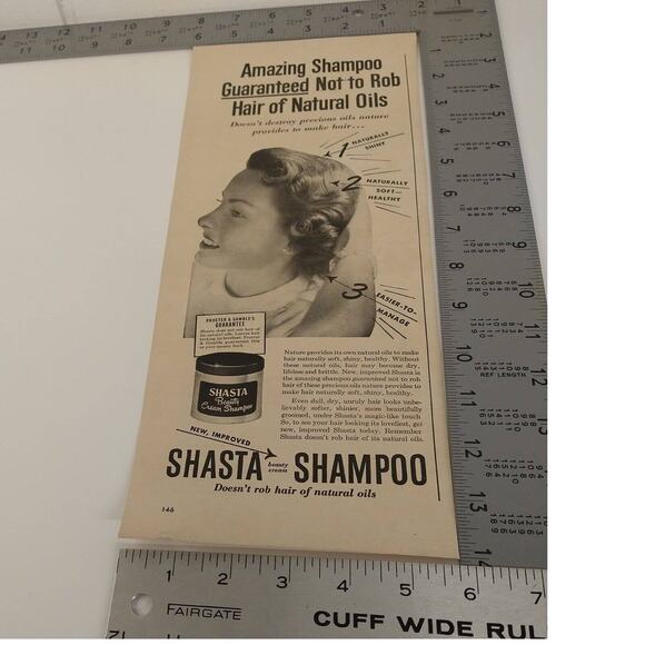 1950 Smiling Woman Shasta Beauty Cream Shampoo - Original Retro Vtg PRINT AD - Picture 3 of 7